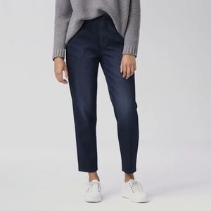 Eileen Fisher Womens Pleated Jeans Tapered Ankle High Waist Denim Sz 2 Organic